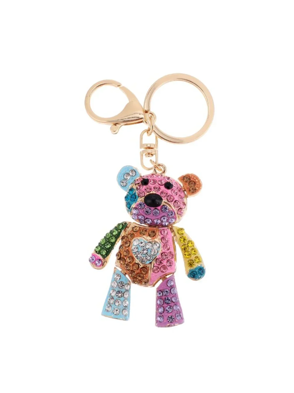Crystal Rhinestone Bear Keychain Cartoon Animal Pendant Charm Purse Keyring